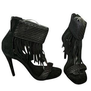SCHUTZ Elegant Black Fringe Heels